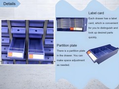 60 Drawer Hardware Organizer Cabinet No Door for Samples Metals Electronics Blue