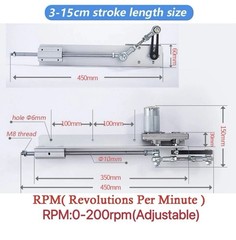 DIY Reciprocating Linear Actuator 24V200RPM Adjustable Stroke30-150mm Motor kit