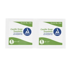 Dynarex Castile Soap Towelettes #1304, 5” x 7”, Box of 100