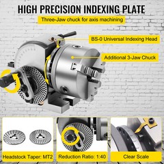 VEVOR BS-0 Semi 5″ Indexing Dividing Head 3-Jaw Chuck Tailstock For CNC Milling