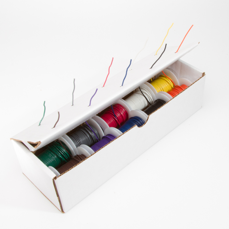 16 AWG Gauge Stranded Hook Up Wire Kit 25 ft Ea 0.0508″ 10 Color UL1007 300 Volt