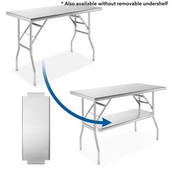 Stainless Steel Folding Commercial Prep Table with Undershelf – 48 x 24 in.