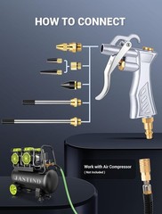 JASTIND Industrial Air Blow Gun with Brass Adjustable Flow Nozzle and 2…