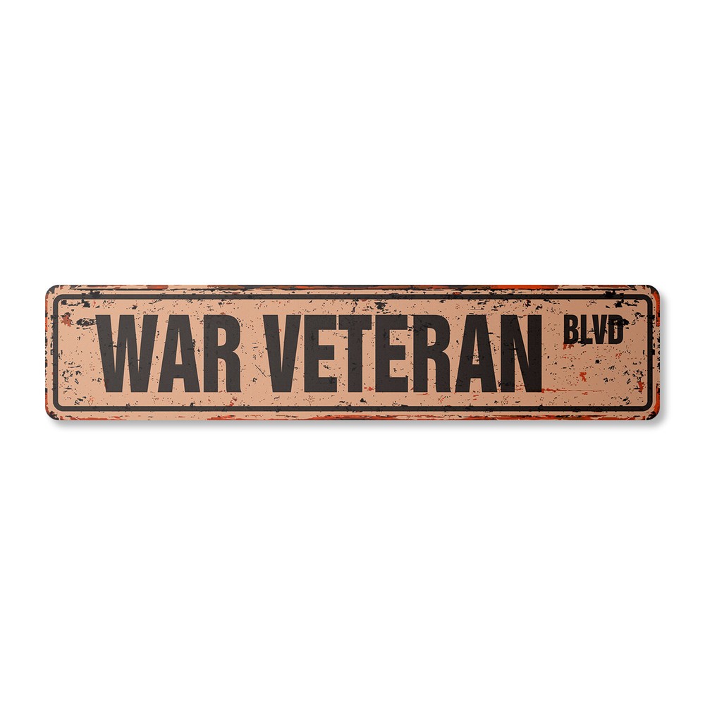 WAR VETERAN Vintage Street Sign Metal Plastic WWI WWII Vietnam Vet retirement