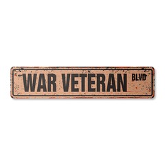 WAR VETERAN Vintage Street Sign Metal Plastic WWI WWII Vietnam Vet retirement