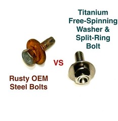 M6 x 18mm Gr5 Titanium Bolt w/free spinning washer & split ring 3000GT (Qty. 20)