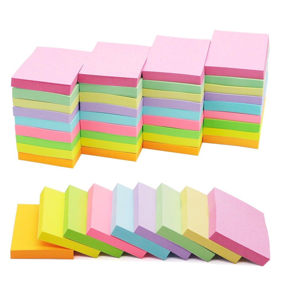 Self Stick Notes 1.5×2 Inch, 36 Pads, 9 Colors, Office