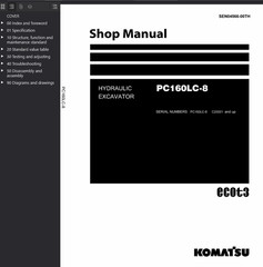 Komatsu PC160LC-8 Excavator OPERATORS SHOP REPAIR SERVICE MANUAL PDF
