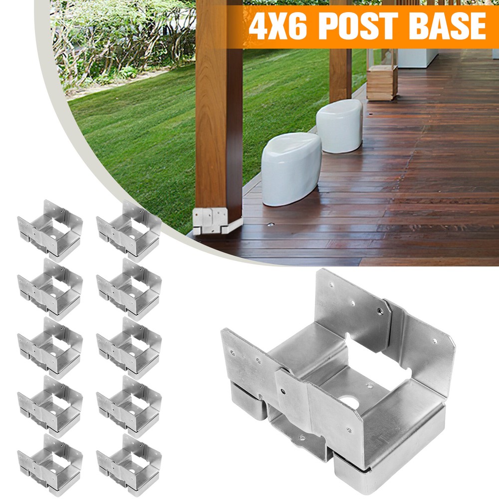 10PCS 4×6 Heavy Duty Post Base for Concrete w/ 1-inch Standoff for Pergola/Patio