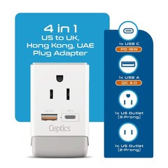UK Ireland Hong Kong Plug Adapter, International Power Plug with USB & USB-C …