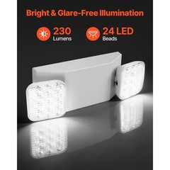 6-Pack Emergency Lighting Fixtures, 24 SMD2835 LEDs, 90-Min Backup, AC120/277V