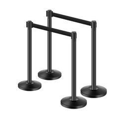 4 Pcs Stanchion Post with 4 Retractable Belts & Sand Injection Hollow Base