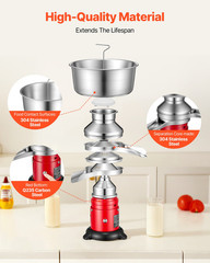 60L/H Electric Milk Cream Separator 10500RPM SS 4.5L Bowl 100-240V