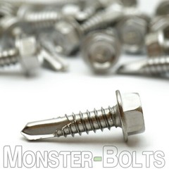 #8 Stainless Steel Self-Drilling Sheet Metal / TEK Screws, Hex Washer Head 410