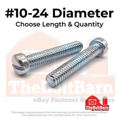 #10-24 Slotted Fillister Head Machine Screws Zinc Clear (Choose Length & Qty)