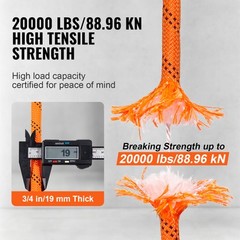 VEVOR Arborist Tree Climbing Rope Double Braid Polyester 3/4″ x 220′ 24-Strand