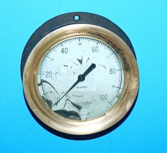 VINTAGE BRASS CROSBY 1LB. SUBDIV 6 1/2″ STEAM GAUGE FOR PARTS OR REPAIR