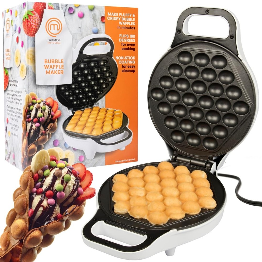 MasterChef Bubble Waffle Maker- Electric Non stick Hong Kong Egg Waffler Iron Gr