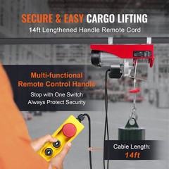 Electric Hoist 1320lbs Crane Winch with Wired Remote Control 1150W 110V