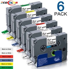 6PK Label Maker Tape 12mm Laminated fit for Brother P-Touch TZ TZe-231 PT-D210