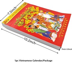 Vietnamese Daily Calendar, 2026 Year of The Horse Asian Vietnam Feng Shui Red