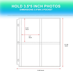 25 Pack 3.5 X 5 Photo Sleeves for 3 Ring Binder(200 Pictures), Seed Storage Orga