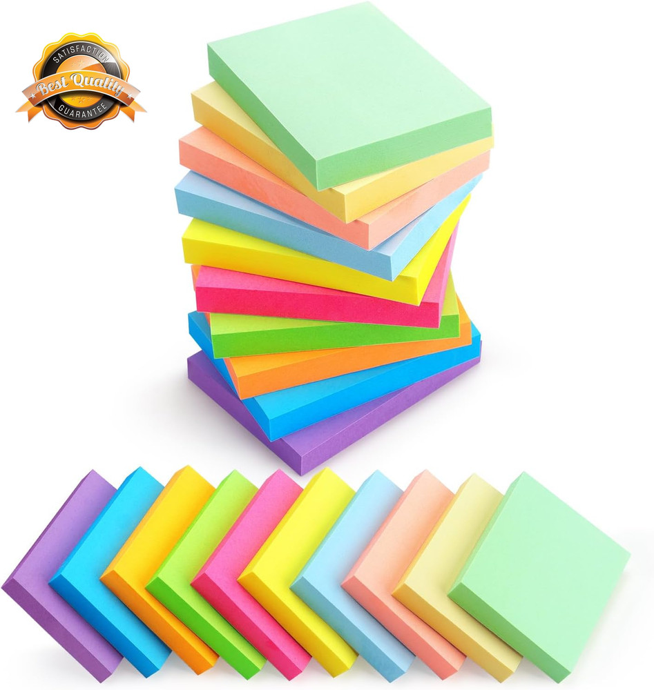 Sticky Notes 1.5 x 2 Inch 20 Pads 100 Sheets Multi Color 10 Pack