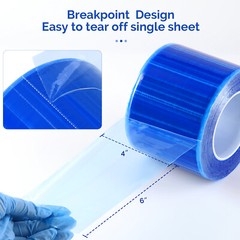 JMU Dental Barrier Film Roll Tape Adhesive 1200 Sheets Size 4″ x 6″ Blue