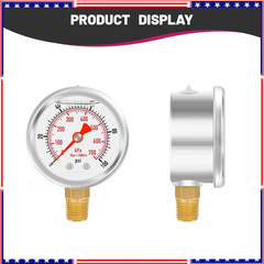 0-100 PSI/kPa Water Pressure Gauge, Glycerin Filled,psi Gauge