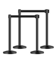 4 Pcs Stanchion Post with 4 Retractable Belts & Sand Injection Hollow Base