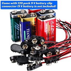 120 Pack 9V Battery Connector Clips with Long Cable – Ideal for DIY Projects & E