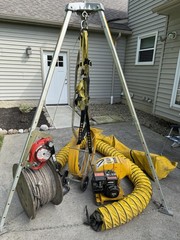 Complete PPE Retractable Confined Space System with Tripod W/ Gas Blower, Extras