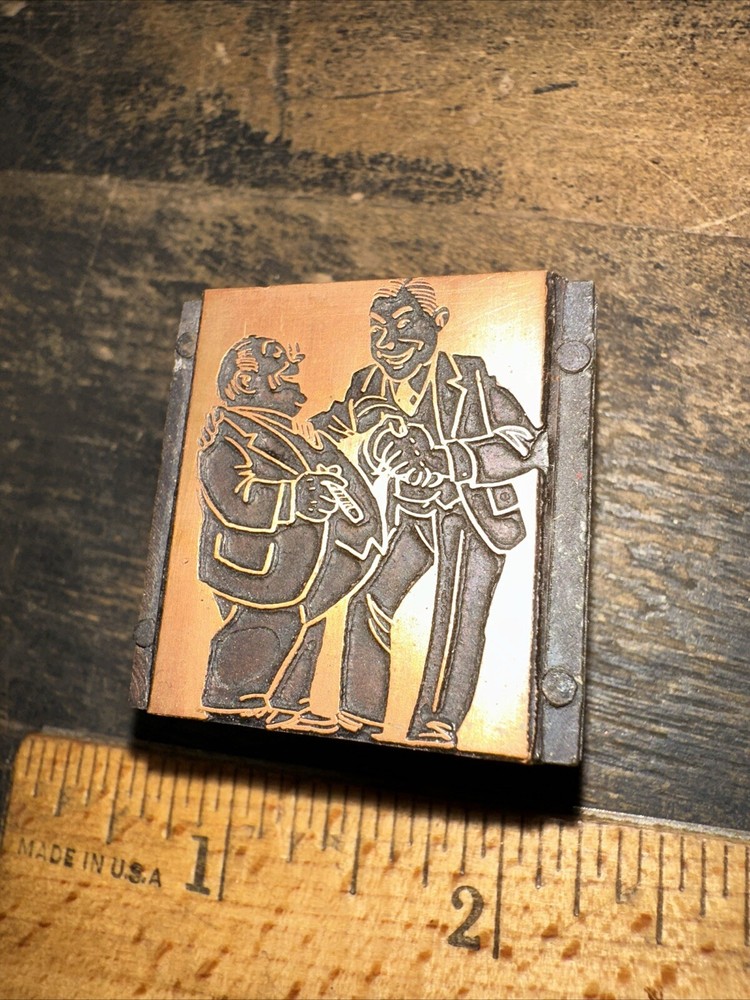 Print Block ( 2 Men Shaking Hands & Smiling Dealmaking ) Copper Face