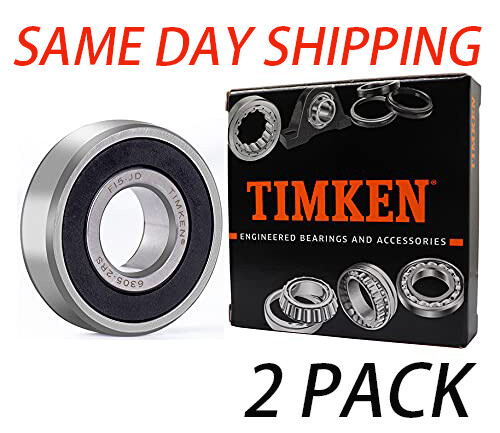 (2 PACK) USA TIMKEN 6305-2RS 25X62X17MM Double Rubber Seal Ball Bearings