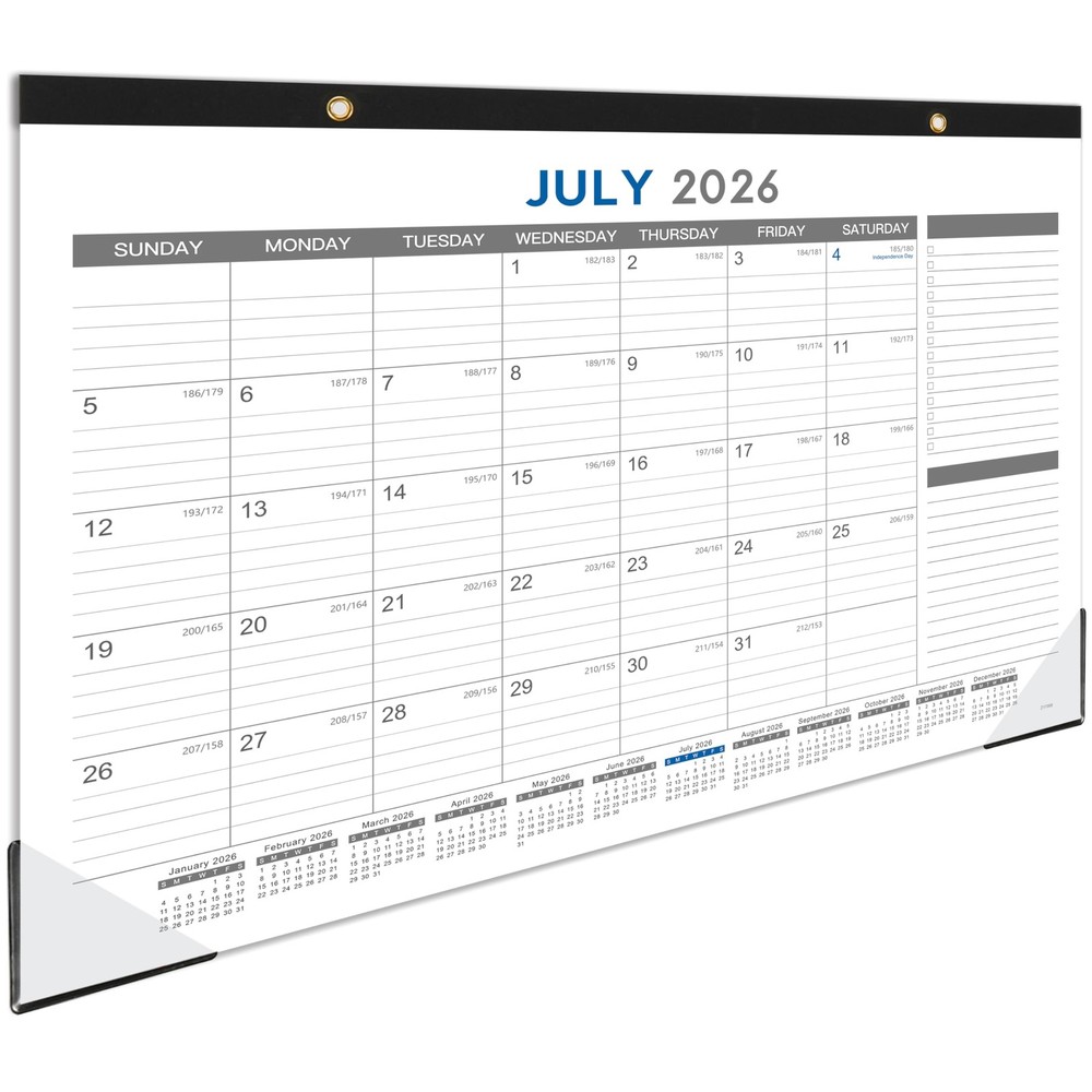 2026-2027 Desk Calendar – July 2026 – Dec 2027, 18 Months 17″ x 12″, black