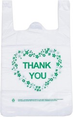 Thank You T Shirt Bags White Plastic Grocery Bags with Handles,Standard Super…