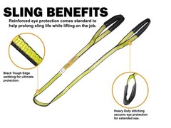 1″ x 3 ft Web Lifting Sling Tow Strap 2-ply Eye & Eye Tagged Rated (2 Pack)