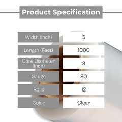 12 Rolls 80 Gauge Cast Hand Stretch Wrap 5″ x 1000′ Plastic Bundling Shrink Film