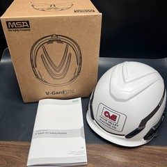 MSA V-Gard H1 Adjustable White Safety Helmet & Chin Strap New With Box & Manual