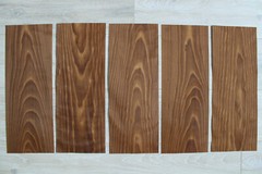 Beech Fumé wood veneer, 5 sheets, ~ 18.1 x 6.88″ (46 x 17.5cm), 0.55mm (~1/45″)