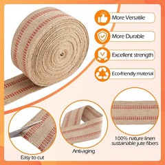 YaeCCC Craft Jute Webbing Tape, 20 Yards Width 3.5″ Roll Natural Burlap Red L…