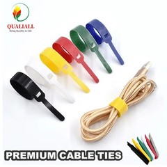 QUALIALL 150 Reusable Cable Ties, Strong Adhesion Nylon Cord Ties 6 Colors