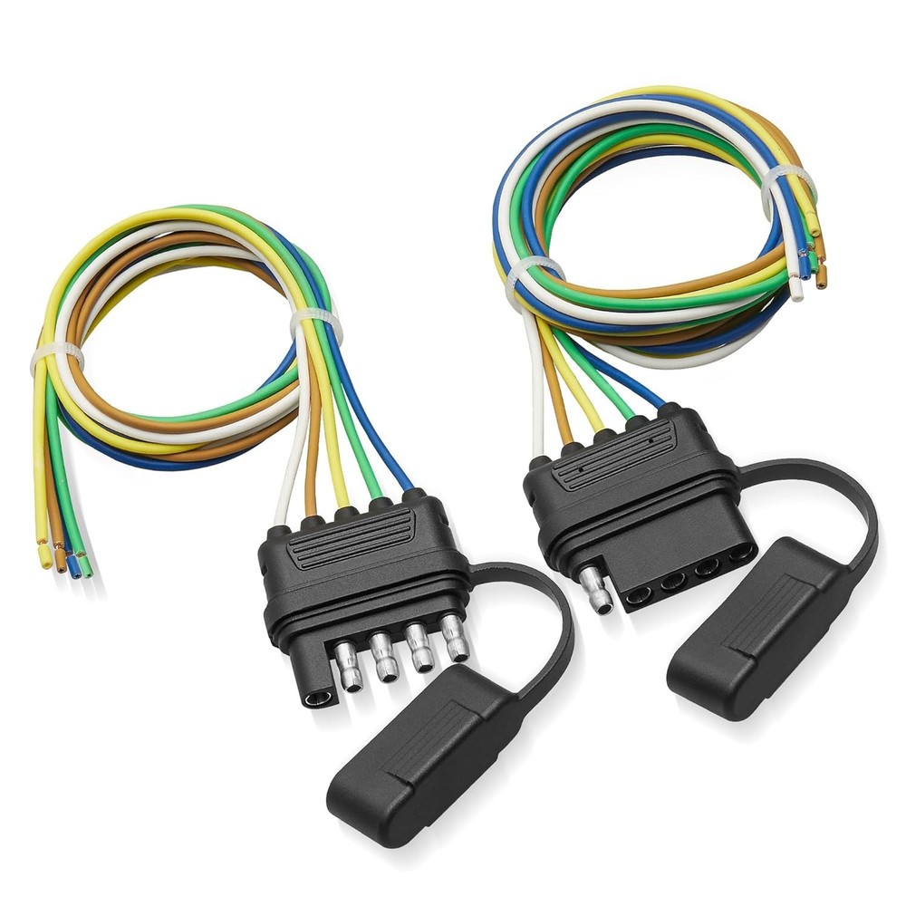 RED WOLF 5-Way Flat Trailer Wire Harness Male & Female Extension Cable Connector
