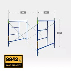 MetalTech Saferstack 5x7x5ft 1 Story Scaffold Frame Set Galvanized Braces