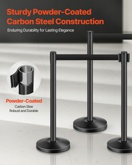 4 Pcs Stanchion Post with 4 Retractable Belts & Sand Injection Hollow Base