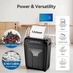 QUIETLEMON 12-Sheet Paper Shredder Cross Cut Commerical For Office Home