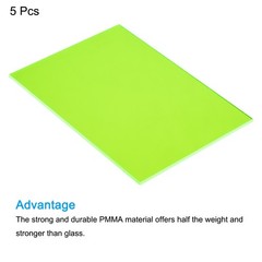PMMA Acrylic Sheets Colored Transparent 12 x 8Inch Fluorescent Green 5 Pcs