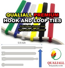 QUALIALL 150 Reusable Cable Ties, Strong Adhesion Nylon Cord Ties 6 Colors