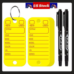 200 Pcs PVC Key Tags with Rings and Labels Car Key Organization Tags Yellow