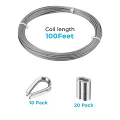 1/16 inch Stainless Steel Wire Cable,100FT,Aircraft Cable Wire Rope Marine Grade